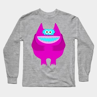 Hot Pink Nauga Stuffed Animal Cute Monster Throwback graphic Long Sleeve T-Shirt